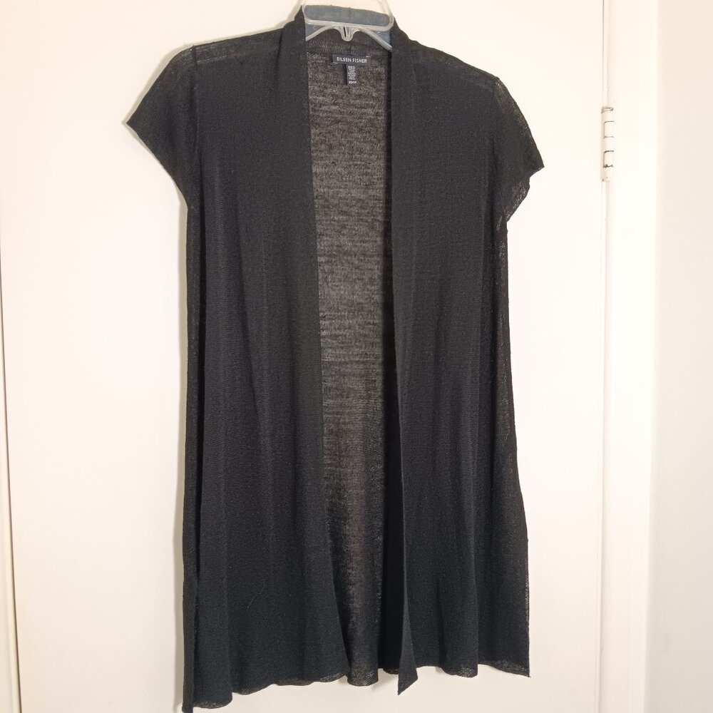 Eileen fisher open front cardigan black  minimalist layering xs
